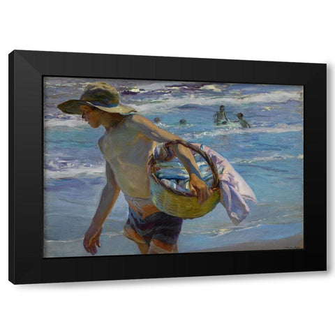 Bastida The Fisherman Black Modern Wood Framed Art Print by Sorolla, Joaquin