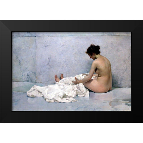 Naked Black Modern Wood Framed Art Print by Sorolla, Joaquin