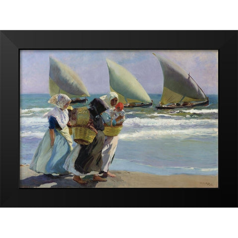 The three candles Black Modern Wood Framed Art Print by Sorolla, Joaquin