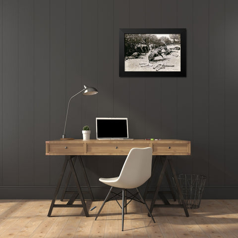 How the Horses Died for Their Country at Santiago Black Modern Wood Framed Art Print by Remington, Frederic
