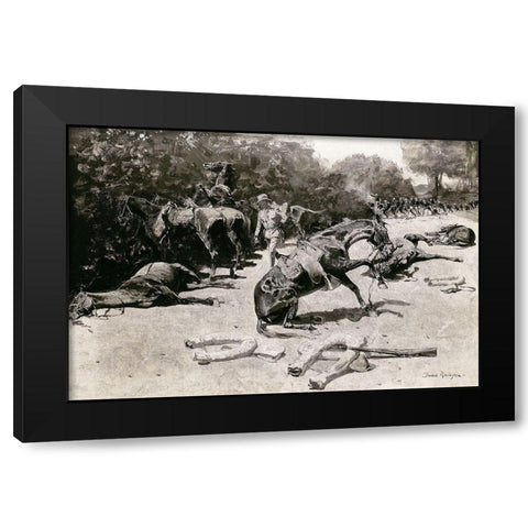 How the Horses Died for Their Country at Santiago Black Modern Wood Framed Art Print by Remington, Frederic