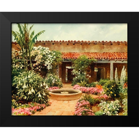 The Pation-old Spanish residence-California 1914 Black Modern Wood Framed Art Print by Palmer, Sutton
