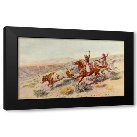Buccaroos Black Modern Wood Framed Art Print by Russell, Charles Marion