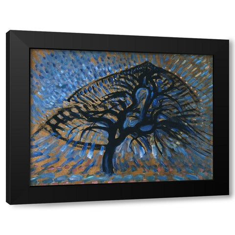 Apple Tree-Pointillist Version Black Modern Wood Framed Art Print with Double Matting by Mondrian, Piet