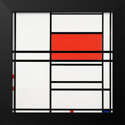 Composition No. 4 with red and blue Black Modern Wood Framed Art Print by Mondrian, Piet