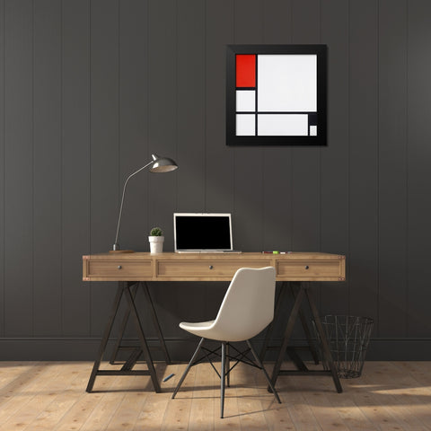 Composition No. I-with red and black Black Modern Wood Framed Art Print by Mondrian, Piet