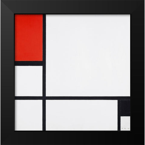 Composition No. I-with red and black Black Modern Wood Framed Art Print by Mondrian, Piet