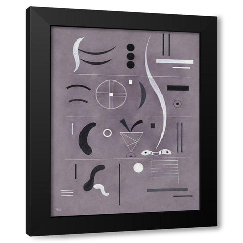 Four Parts 1932 Black Modern Wood Framed Art Print by Kandinsky, Wassily