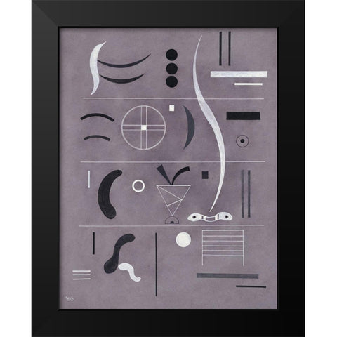 Four Parts 1932 Black Modern Wood Framed Art Print by Kandinsky, Wassily