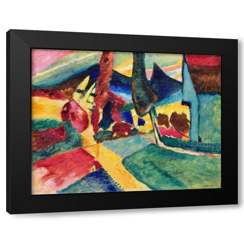 Landscape with Two Poplars 1912 Black Modern Wood Framed Art Print with Double Matting by Kandinsky, Wassily