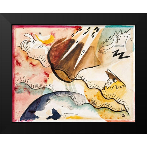 Rain Landscape 1911 Black Modern Wood Framed Art Print by Kandinsky, Wassily