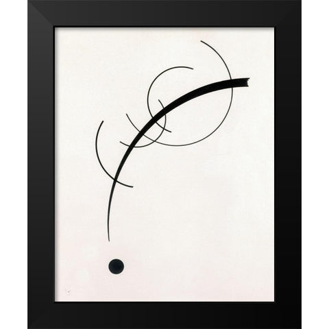 Free Curve to the Point-Accompanying Sound of Geometric Curves 1925 Black Modern Wood Framed Art Print by Kandinsky, Wassily