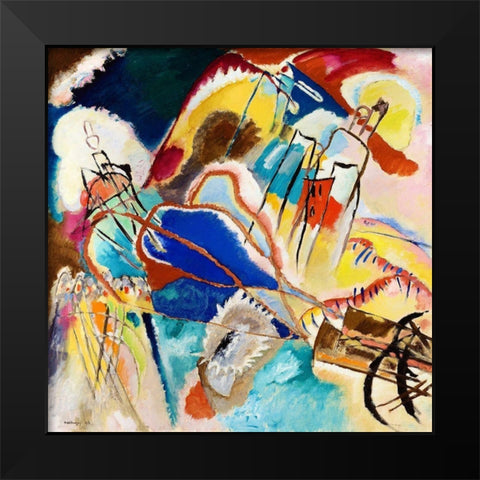 Improvisation No. 30 1913 Black Modern Wood Framed Art Print by Kandinsky, Wassily
