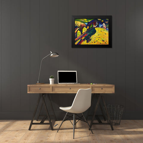 Houses at Murnau 1909 Black Modern Wood Framed Art Print by Kandinsky, Wassily