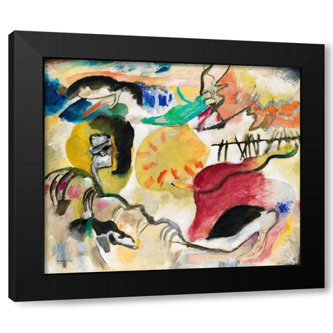 Improvisation 27-Garden of Love II 1912 Black Modern Wood Framed Art Print by Kandinsky, Wassily