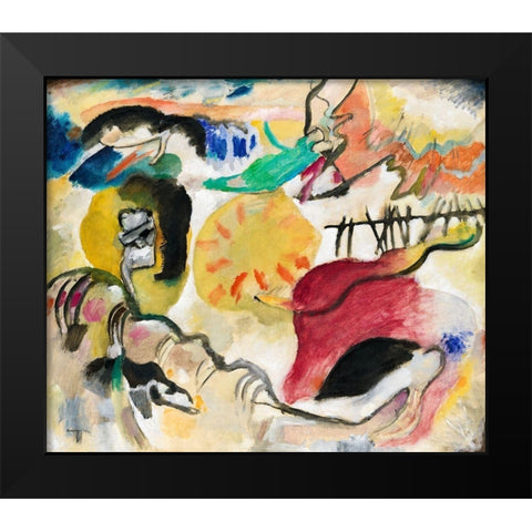 Improvisation 27-Garden of Love II 1912 Black Modern Wood Framed Art Print by Kandinsky, Wassily