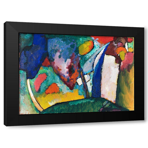 The Waterfall 1909 Black Modern Wood Framed Art Print with Double Matting by Kandinsky, Wassily