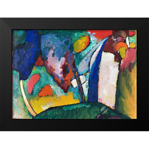 The Waterfall 1909 Black Modern Wood Framed Art Print by Kandinsky, Wassily