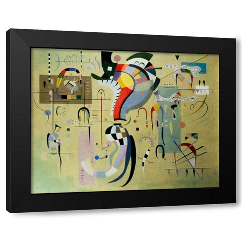 Accompanied Centre 1937 Black Modern Wood Framed Art Print with Double Matting by Kandinsky, Wassily