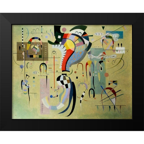 Accompanied Centre 1937 Black Modern Wood Framed Art Print by Kandinsky, Wassily
