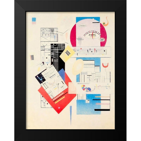 Animated Stability 1937 Black Modern Wood Framed Art Print by Kandinsky, Wassily