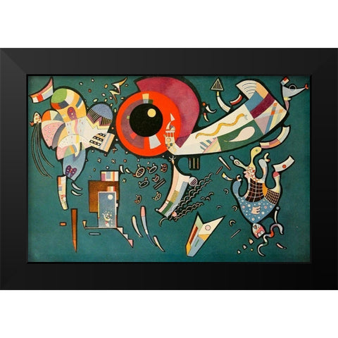 Around the Circle no.677 1940 Black Modern Wood Framed Art Print by Kandinsky, Wassily