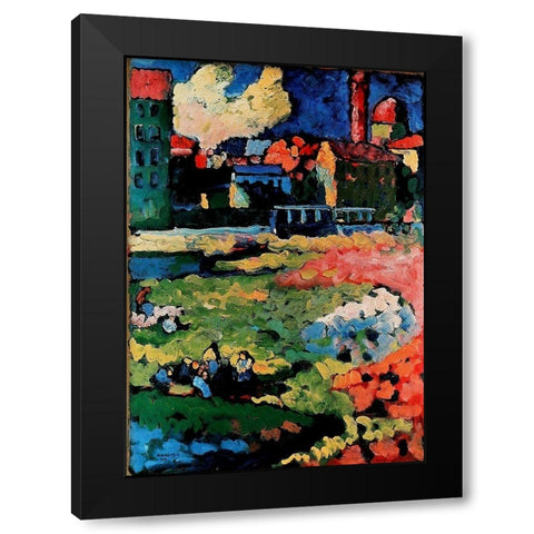 Before the City 1908 Black Modern Wood Framed Art Print by Kandinsky, Wassily