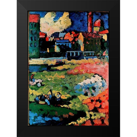 Before the City 1908 Black Modern Wood Framed Art Print by Kandinsky, Wassily