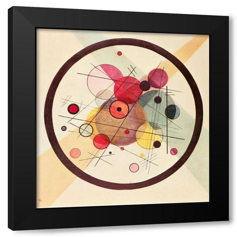 Circles in a Circle 1923 Black Modern Wood Framed Art Print with Double Matting by Kandinsky, Wassily