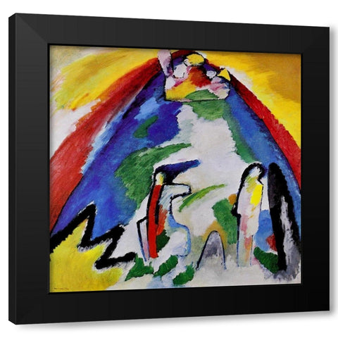 Mountain 1909 Black Modern Wood Framed Art Print with Double Matting by Kandinsky, Wassily