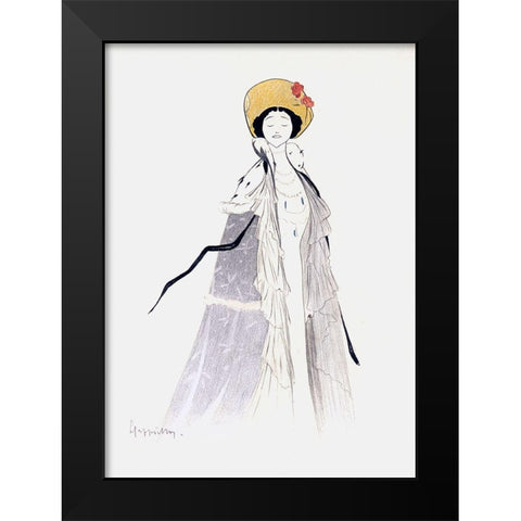 Lina Cavalieri Black Modern Wood Framed Art Print by Cappiello, Leonetto