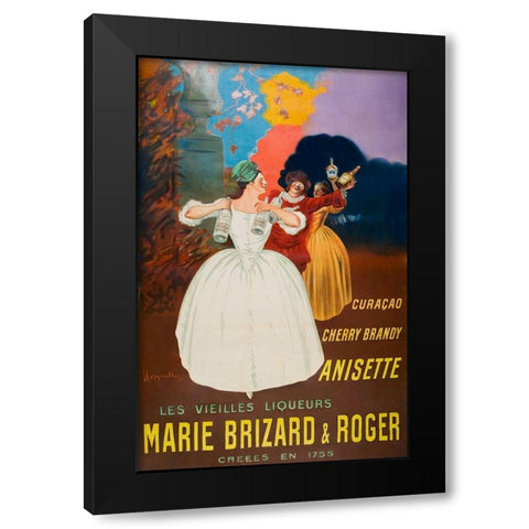 The old liqueurs Marie Brizard and Roger Black Modern Wood Framed Art Print by Cappiello, Leonetto