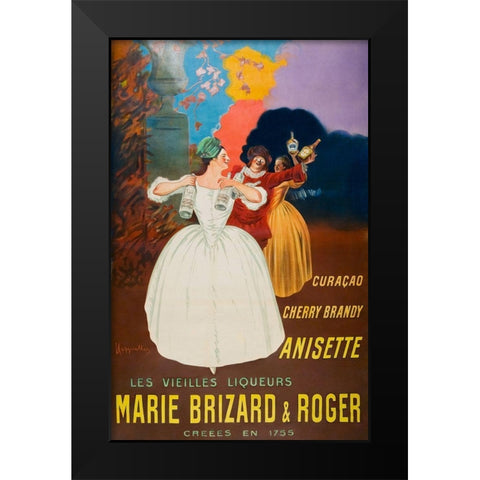 The old liqueurs Marie Brizard and Roger Black Modern Wood Framed Art Print by Cappiello, Leonetto