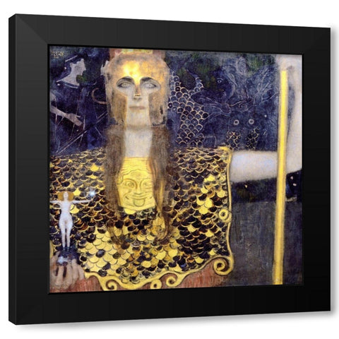 Pallas Athena Black Modern Wood Framed Art Print with Double Matting by Klimt, Gustav