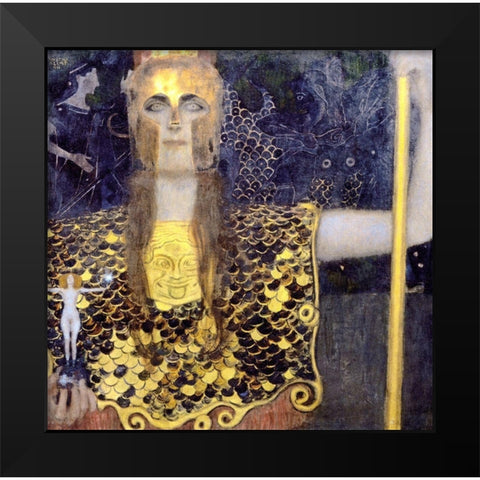 Pallas Athena Black Modern Wood Framed Art Print by Klimt, Gustav
