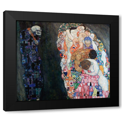 Death and Life Black Modern Wood Framed Art Print by Klimt, Gustav