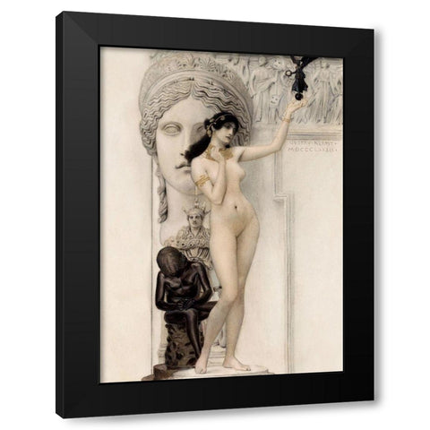 Allegory of Sculpture Black Modern Wood Framed Art Print with Double Matting by Klimt, Gustav