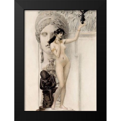 Allegory of Sculpture Black Modern Wood Framed Art Print by Klimt, Gustav