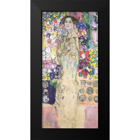 Portrait of Maria Munk Black Modern Wood Framed Art Print by Klimt, Gustav