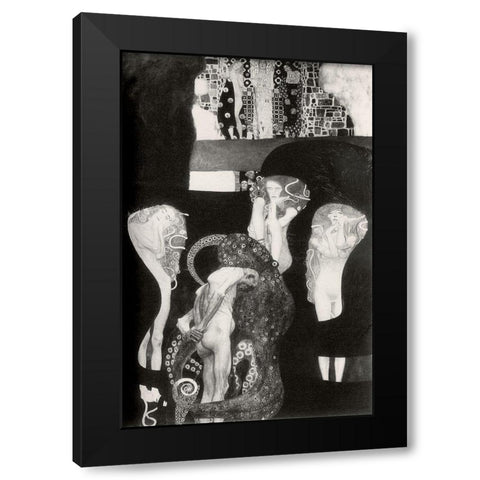 Jurisprudence Black Modern Wood Framed Art Print with Double Matting by Klimt, Gustav