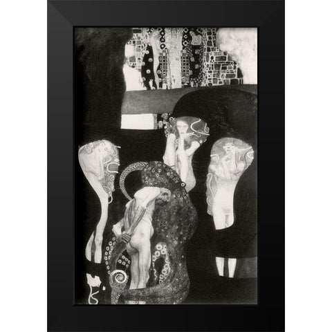 Jurisprudence Black Modern Wood Framed Art Print by Klimt, Gustav