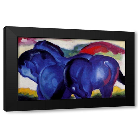The Small Blue Horses Black Modern Wood Framed Art Print by Marc, Franz