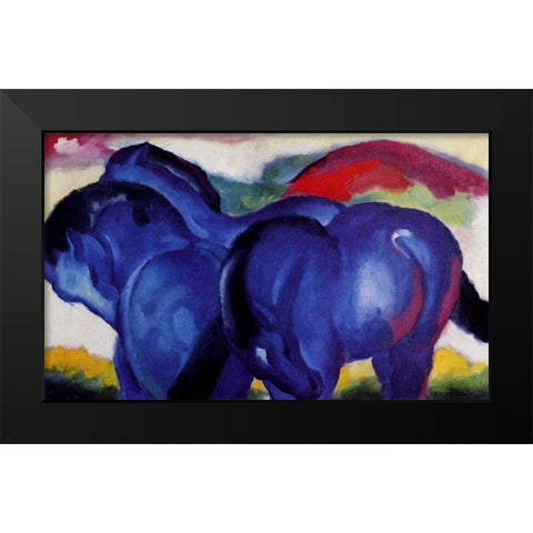The Small Blue Horses Black Modern Wood Framed Art Print by Marc, Franz