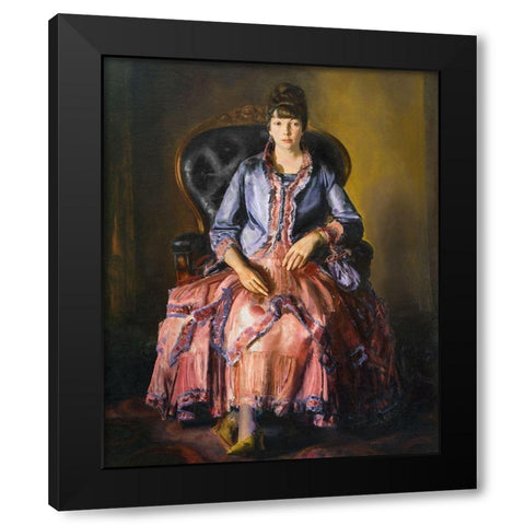 Emma in a Purple Dress Black Modern Wood Framed Art Print by Bellows, George