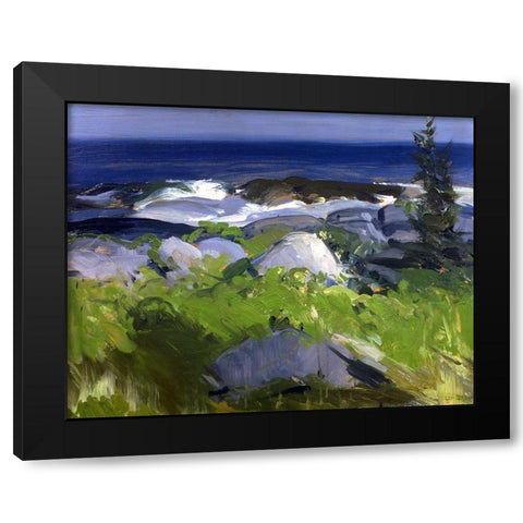 Vine Clad Shore-Monhegan Island Black Modern Wood Framed Art Print by Bellows, George
