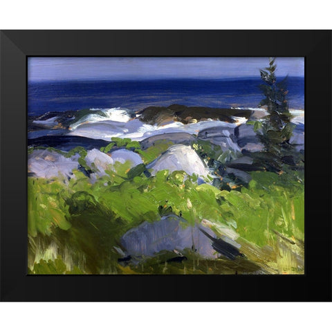 Vine Clad Shore-Monhegan Island Black Modern Wood Framed Art Print by Bellows, George