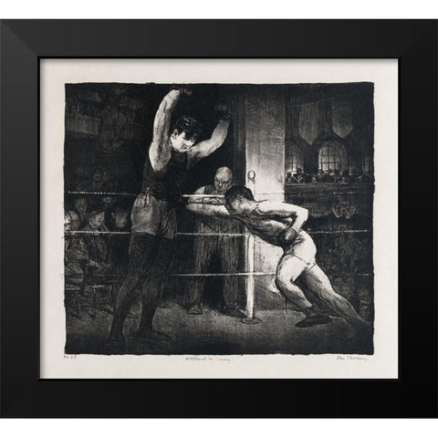 Training quarters-Willard in training Black Modern Wood Framed Art Print by Bellows, George