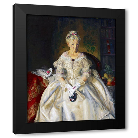 Mrs T in Cream Silk-No 2 Black Modern Wood Framed Art Print with Double Matting by Bellows, George
