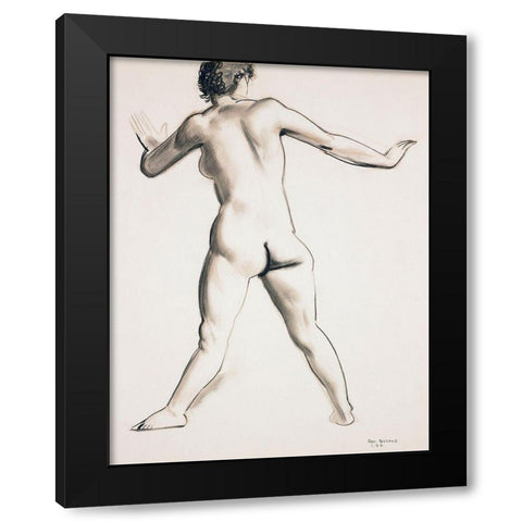 Nude Standing-Seen from Back Black Modern Wood Framed Art Print with Double Matting by Bellows, George