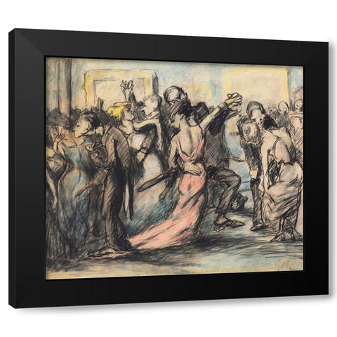 Society Ball Black Modern Wood Framed Art Print with Double Matting by Bellows, George
